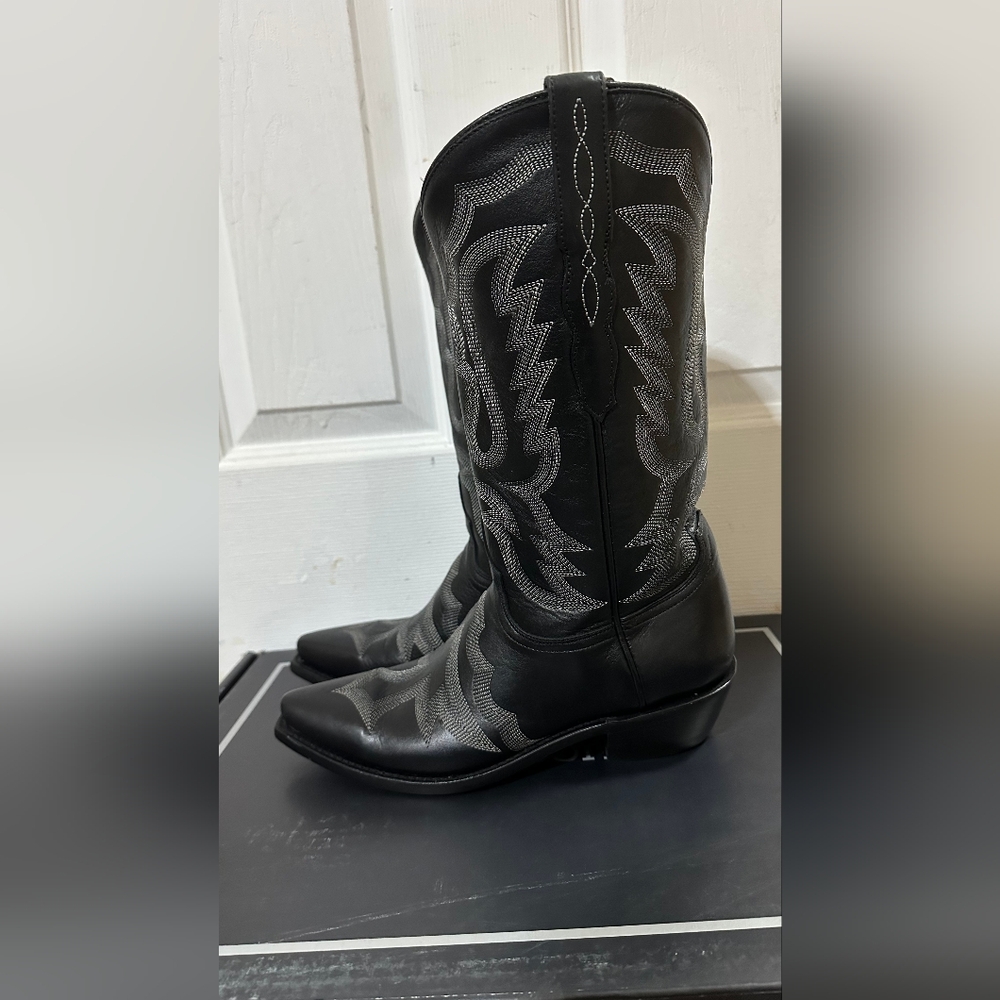 NWT Lucchese Black Cow Vamp Stitch Western Boot US women size 7.5 - Picture 5 of 6